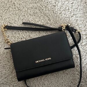 Michael Kors Elegant Black Wallet on a Chain Bag